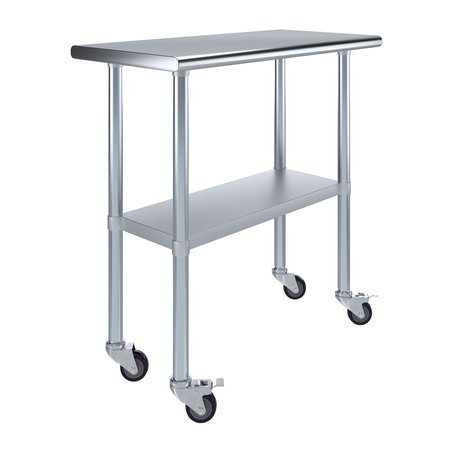 AMGOOD 18x36 Rolling Prep Table with Stainless Steel Top AMG WT-1836-WHEELS